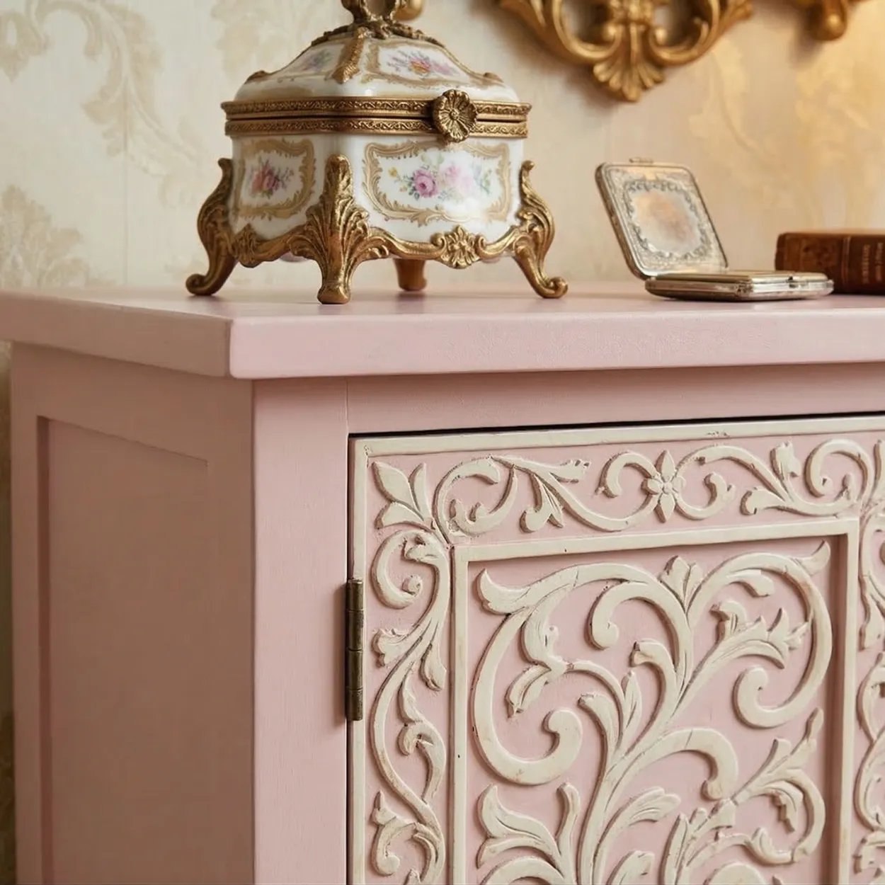Bone Inlay Pink Cabinet - Image 5