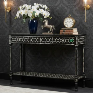 Bone Inlay Black Console Table