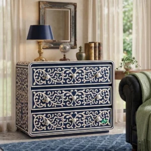 Bone Inlay Blue 3 Chest of Drawer