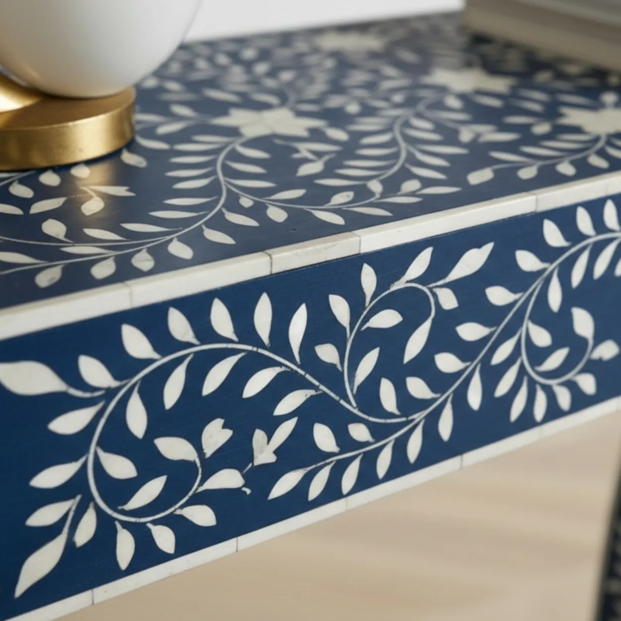 Bone Inlay Blue Console Table - Image 5