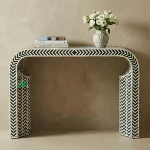 Bone Inlay Black Console Table