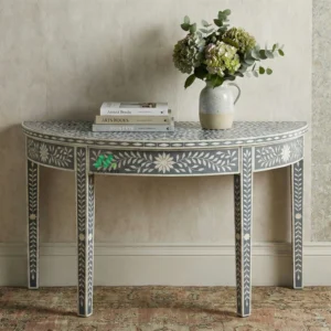 Bone Inlay Grey Console Table