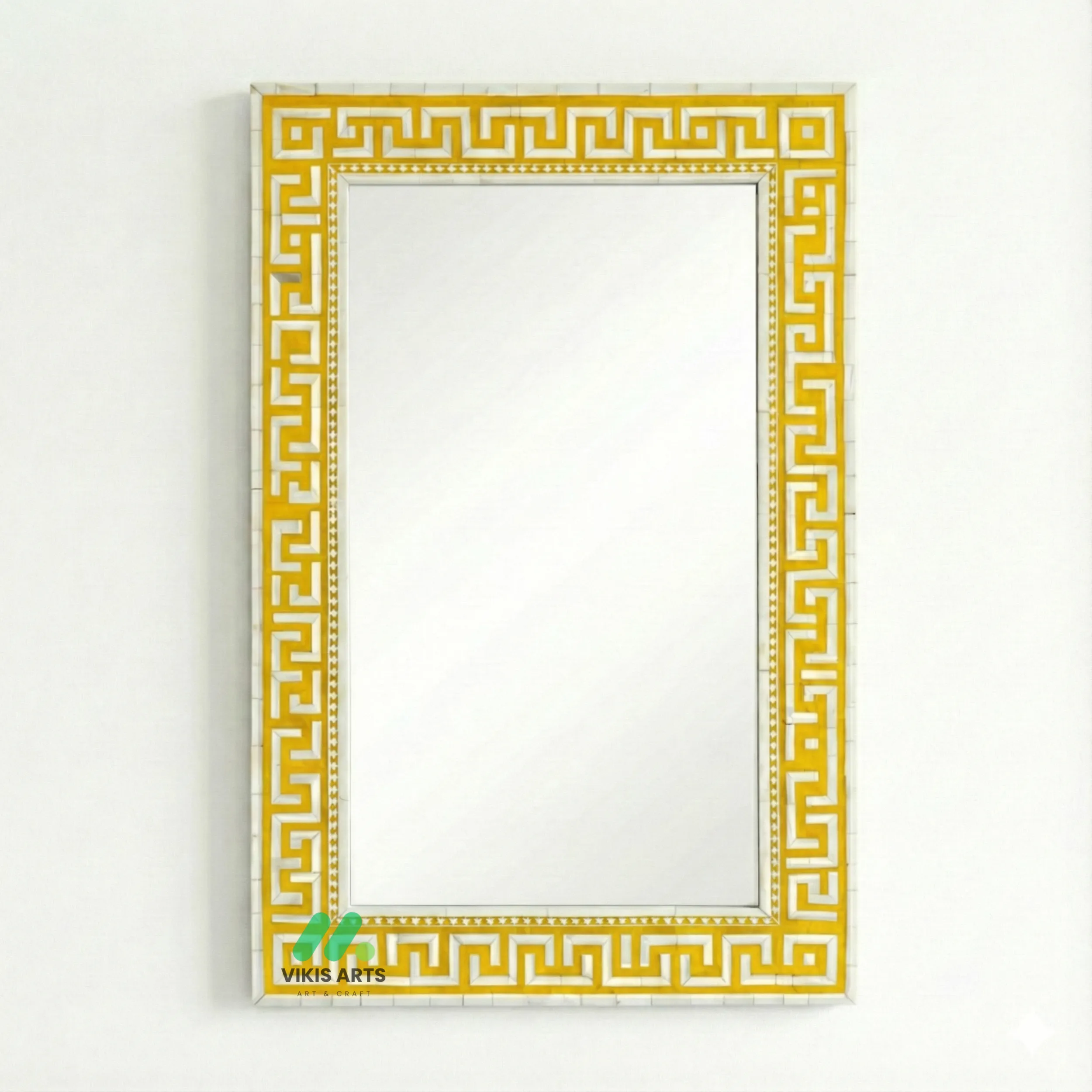 Bone Inlay Yellow Square Mirror Frame