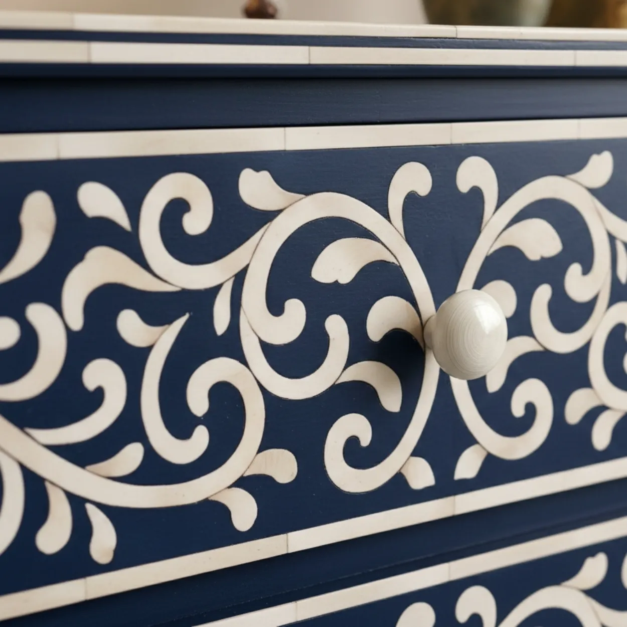 Bone Inlay Blue 3 Chest of Drawer - Image 8