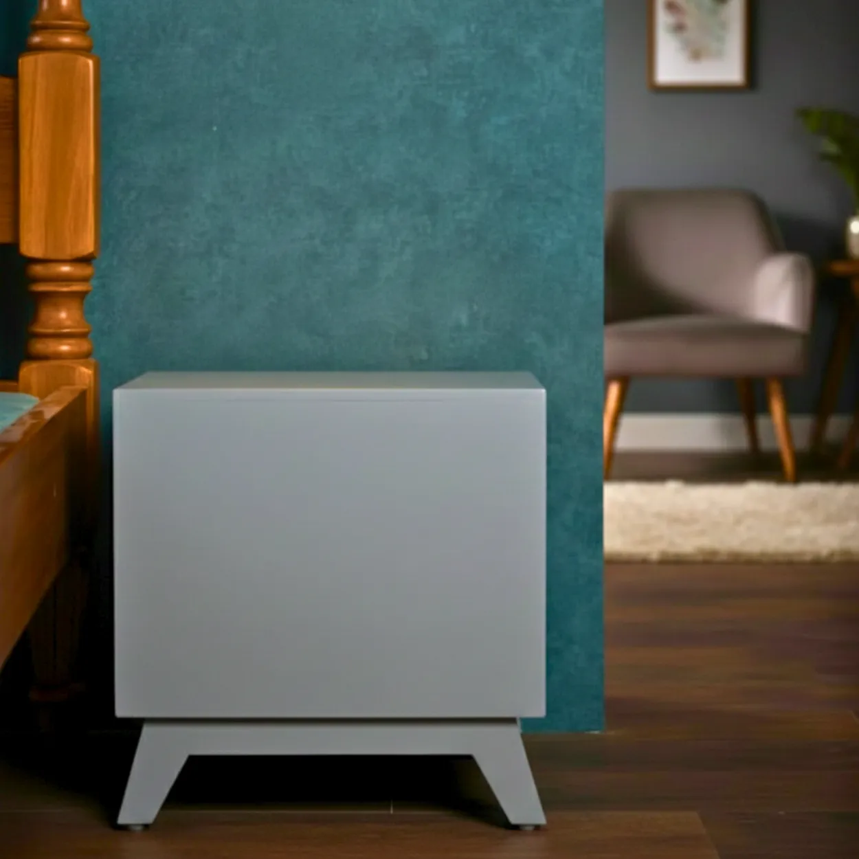Mother Of Pearl Grey Bedside Table - Image 2