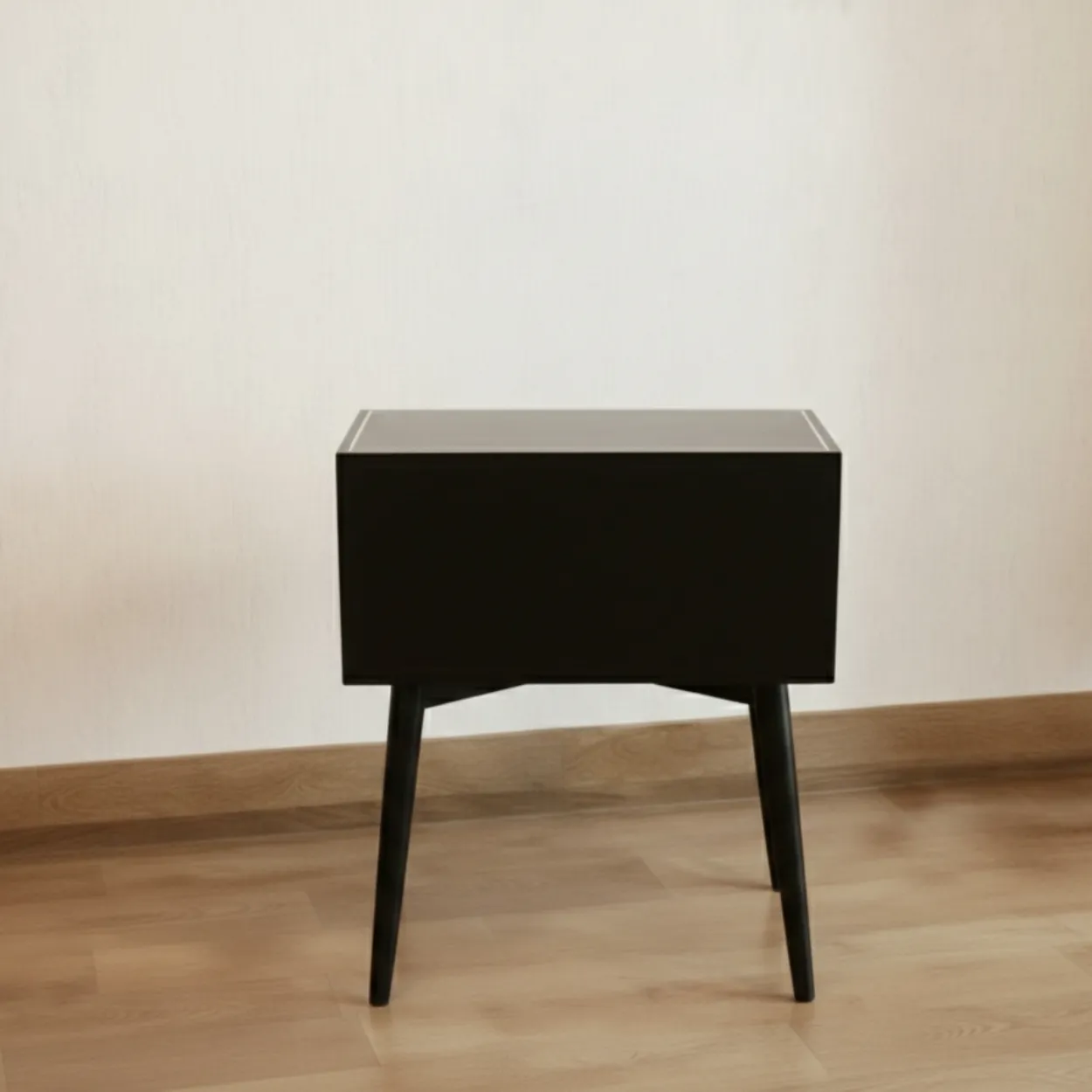 Bone Inlay Black Bedside Table with Two Drawer - Image 2