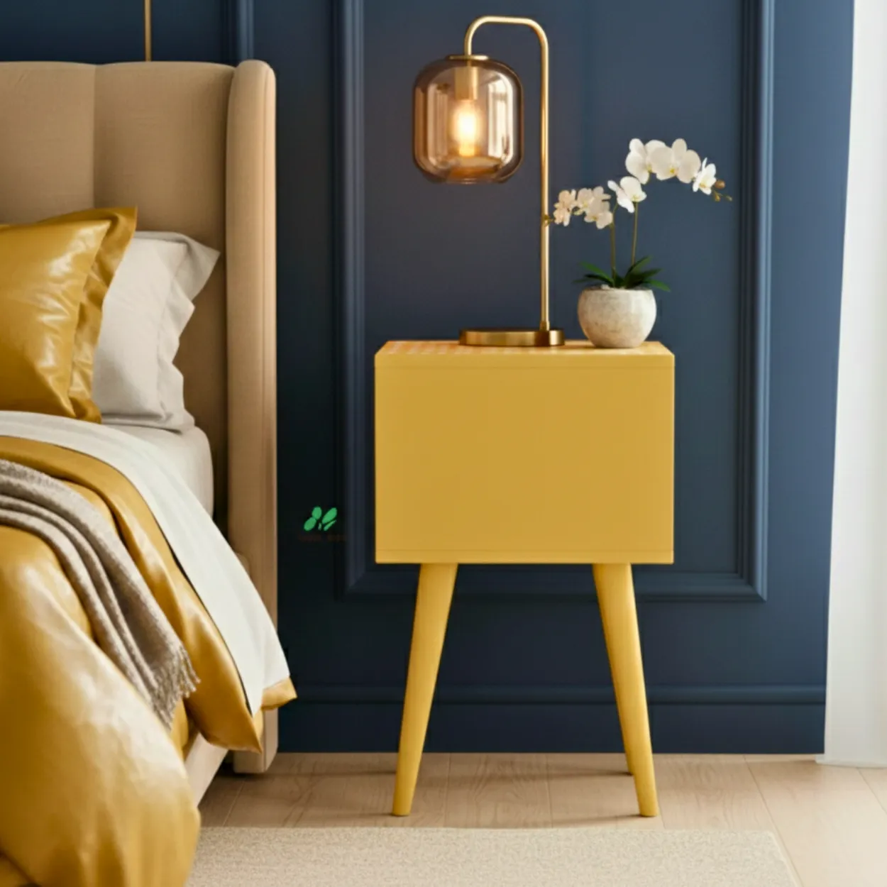 Bone Inlay Yellow Bedside table - Image 3