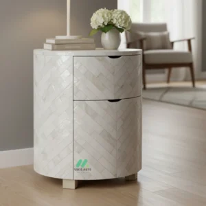 Mother Of Pearl Round Bedside Table