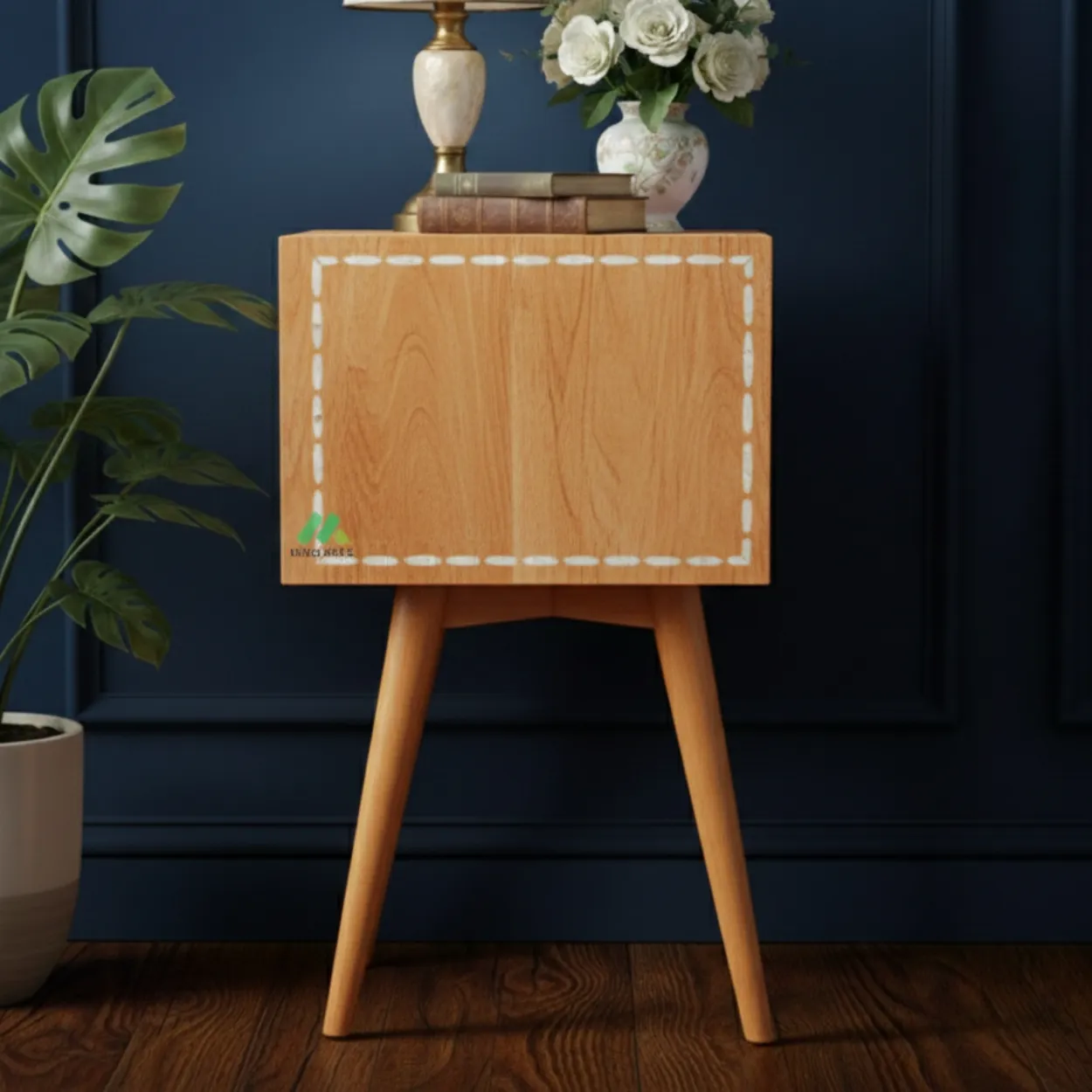 Mother Of Pearl Orange Bedside Table - Image 3