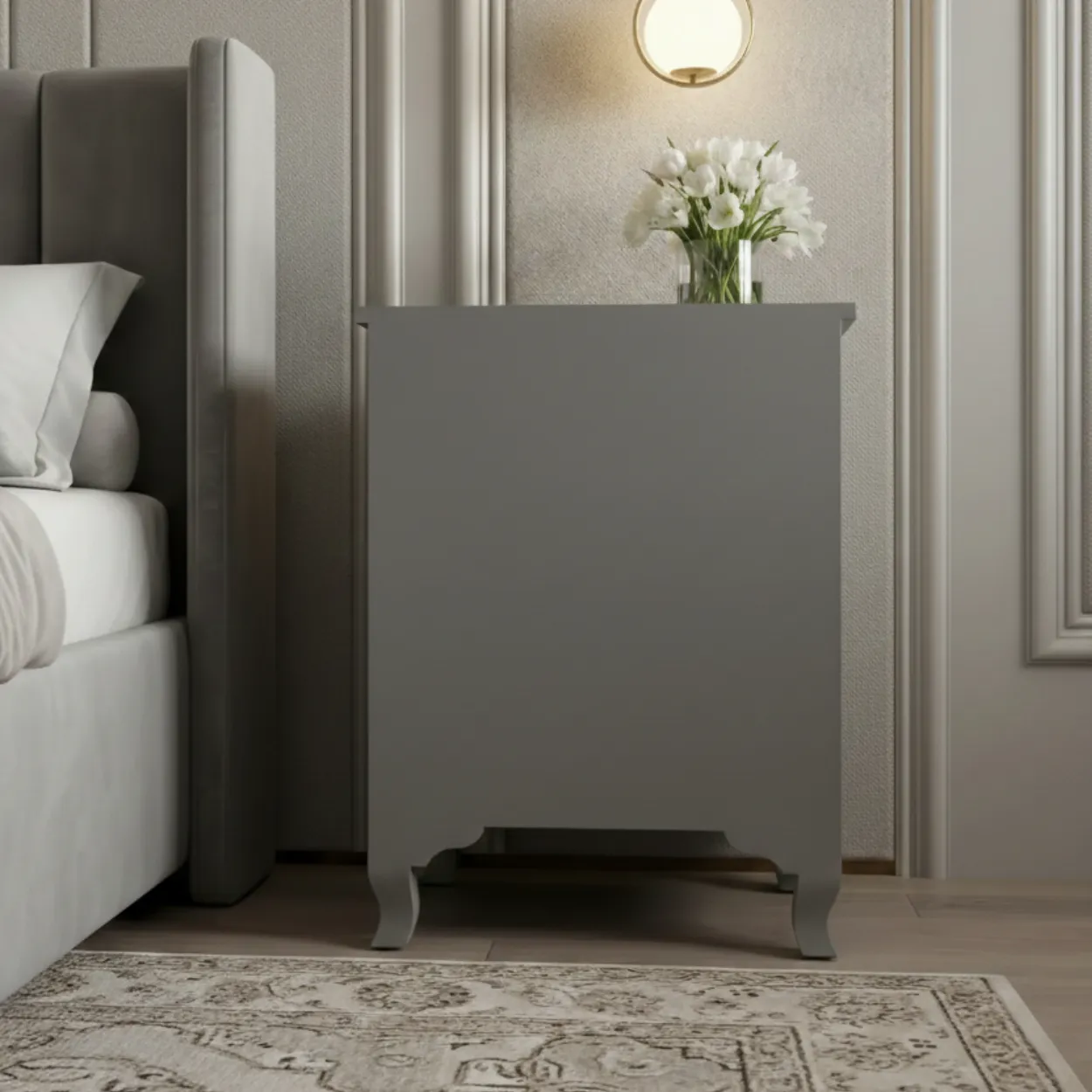 Bone Inlay Grey bedside table - Image 2
