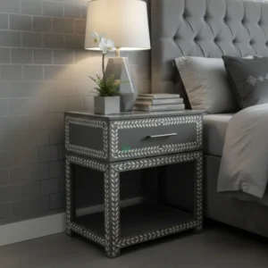 Bone Inlay Grey Bedside table