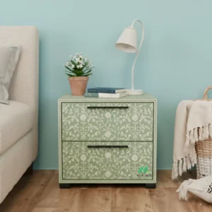 Bone Inlay Light Green bedside Table