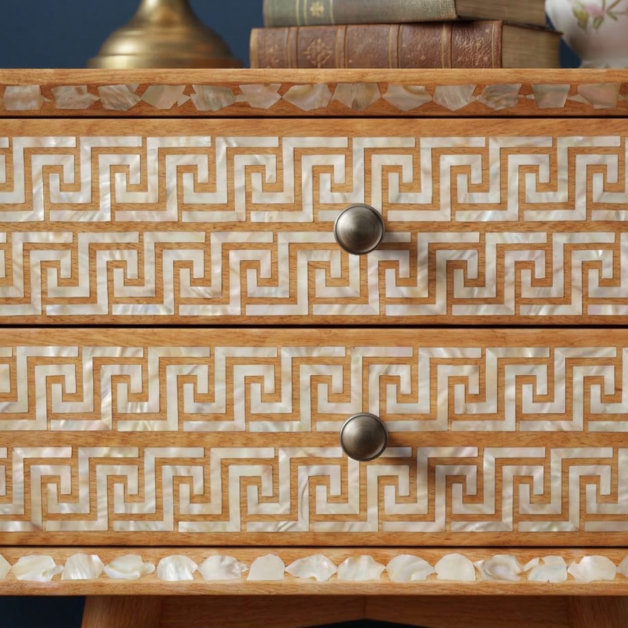 Mother Of Pearl Orange Bedside Table - Image 5