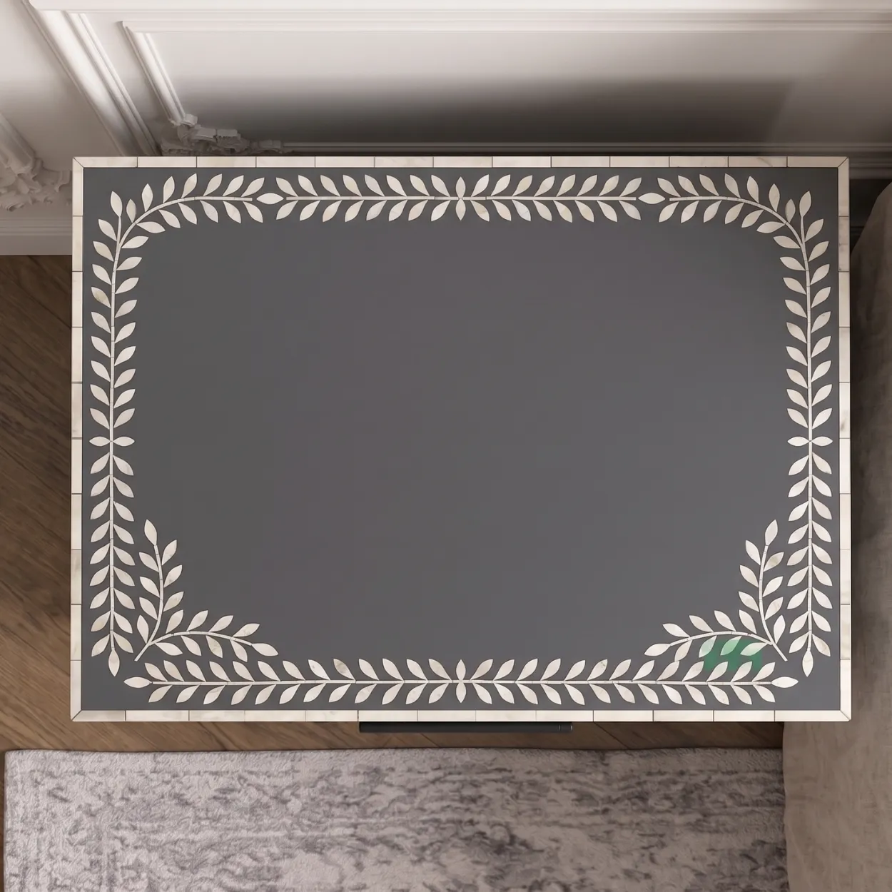 Bone Inlay Two Drawer Bedside Table - Image 3