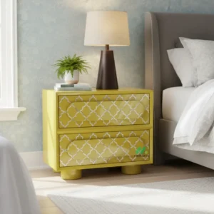 Mother Of Pearl Yellow Two Drawer Bedside