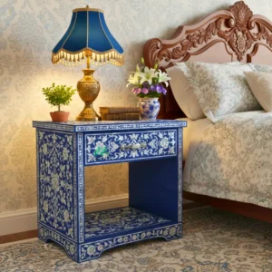 Mother of Pearl navy Blue bedside Table