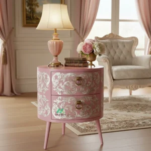 Mother of Pearl Pink Round Side table