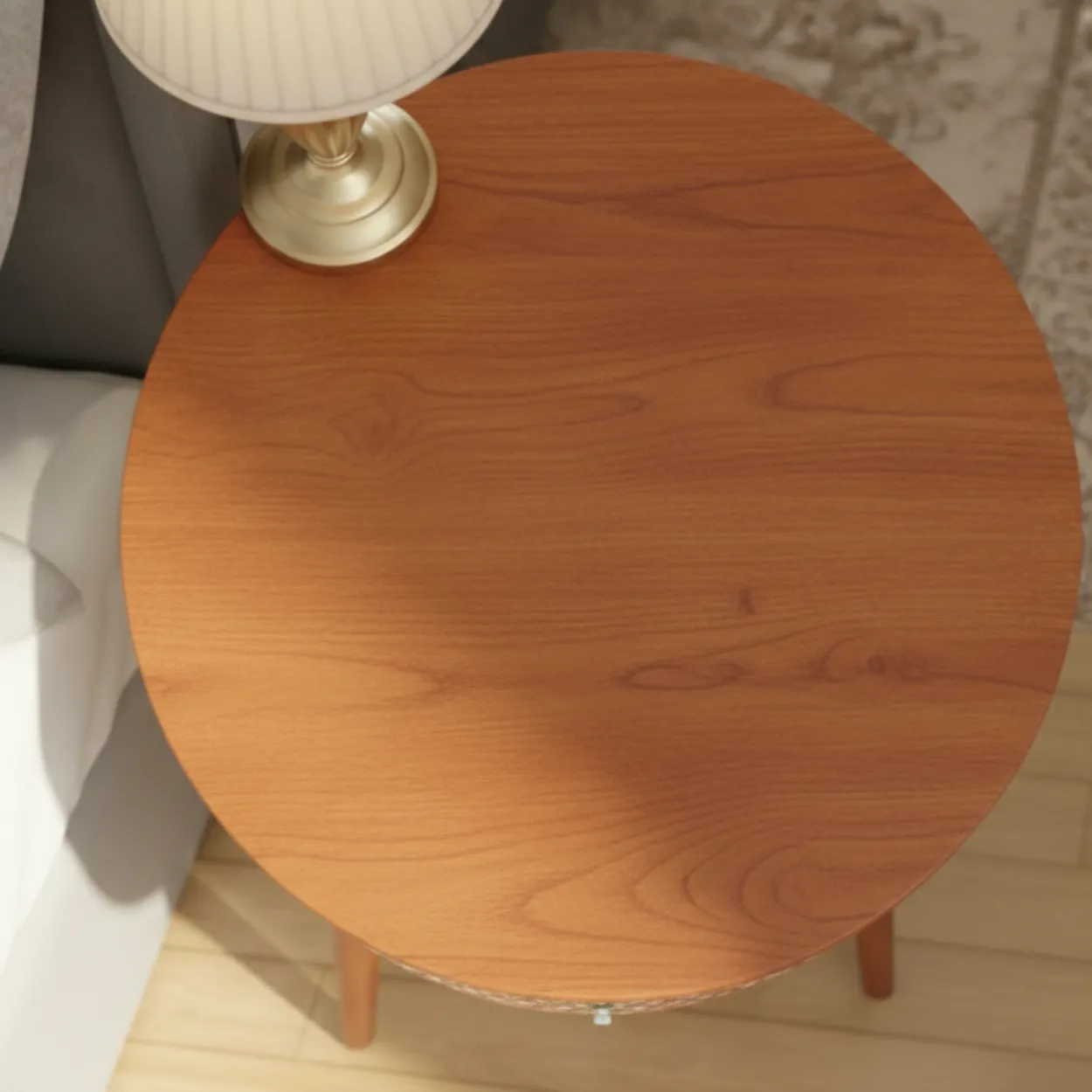 Mother of Pearl Orange Round Bedside table - Image 3
