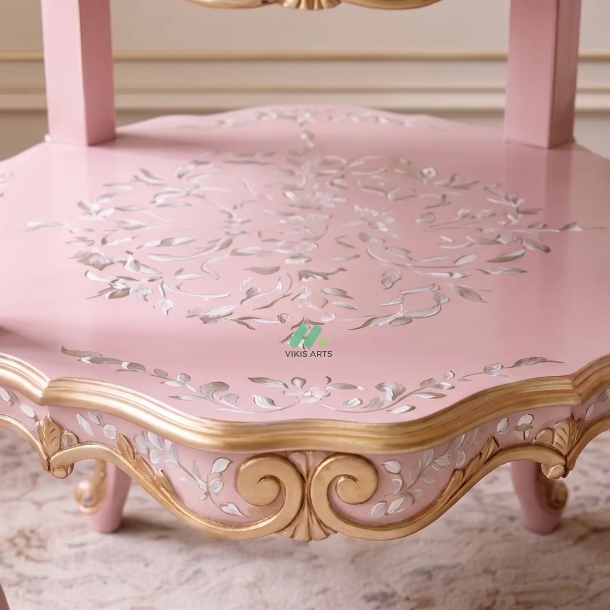 Mother Of Pearl Pink Round Side Table - Image 3