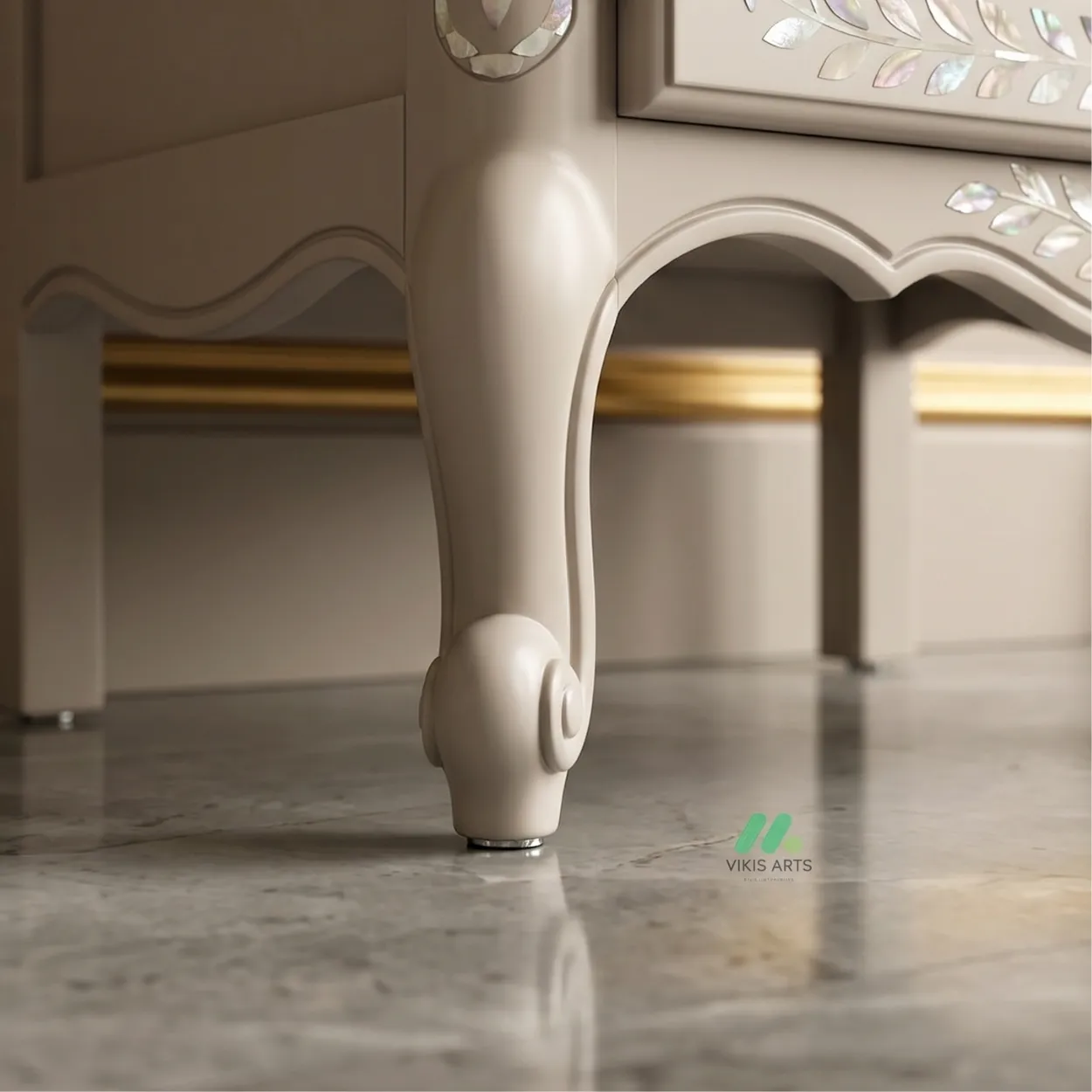 Mother Of Pearl Grey Bedside Cabinet - Image 6