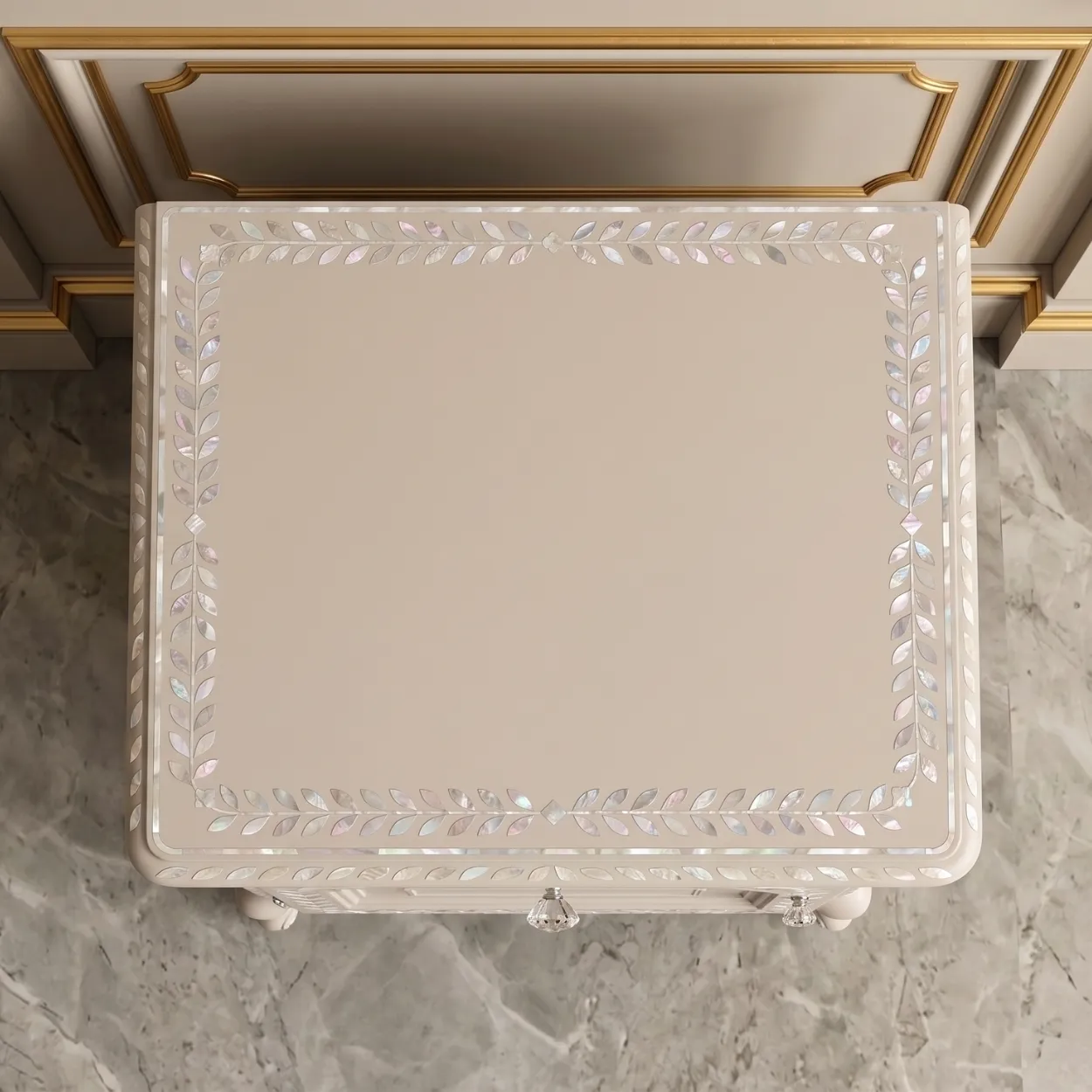 Mother Of Pearl Grey Bedside Cabinet - Image 4