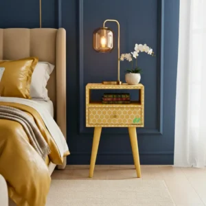 Bone Inlay Yellow Bedside table