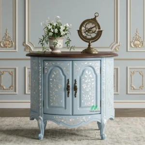 Mother of Pearl Light Blue Bedside Cabinet