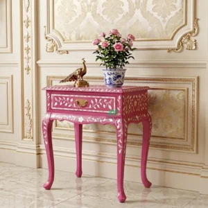 Mother Of Pearl Pink Bedside Table