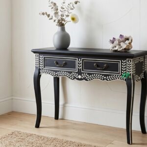 Bone Inlay Black Console Table