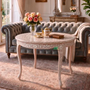 Mother of Pearl Pink Round Coffee Table